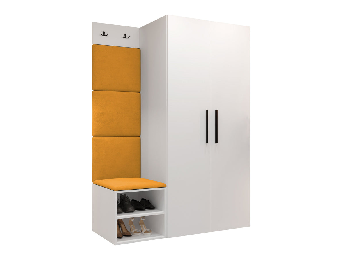 Előszoba garnitúra Garderoba MEDI IV, Keret színe: Fehér, Puha falpanel színe: Manila 32