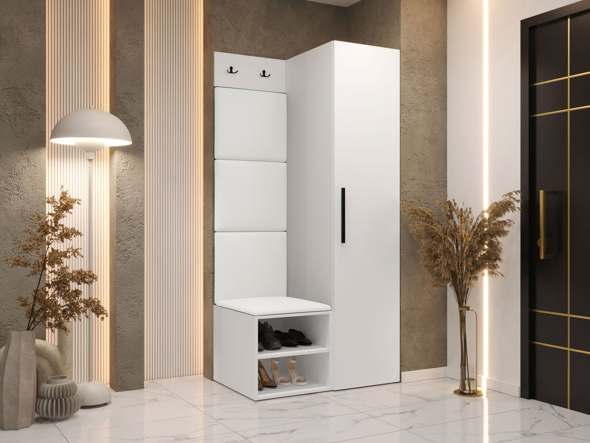 Előszoba garnitúra Garderoba MEDI III, Keret színe: Fehér, Puha falpanel színe: Soft 017