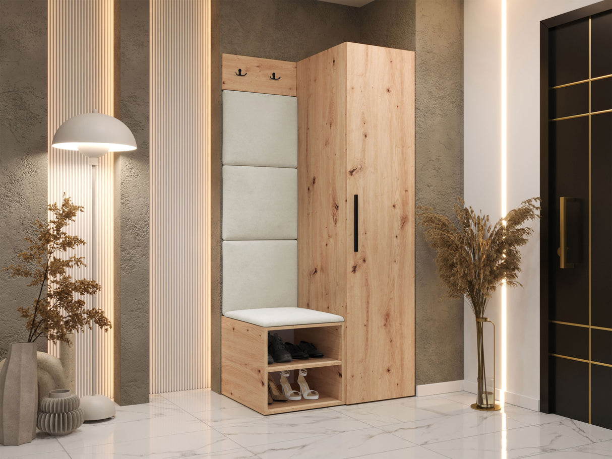 Előszoba garnitúra Garderoba MEDI III, Keret színe: Artisan tölgy, Puha falpanel színe: Manila 02