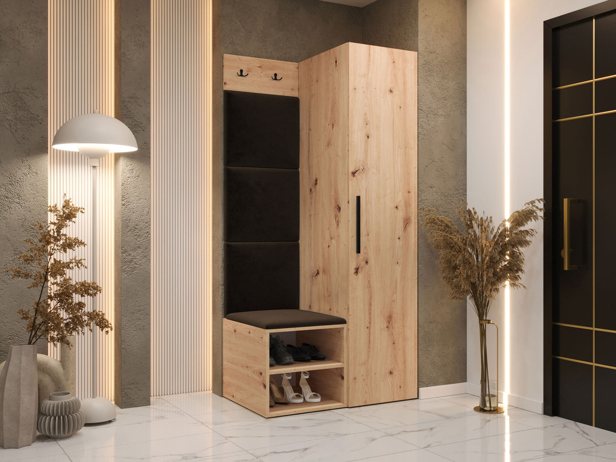 Előszoba garnitúra Garderoba MEDI III, Keret színe: Artisan tölgy, Puha falpanel színe: Manila 04