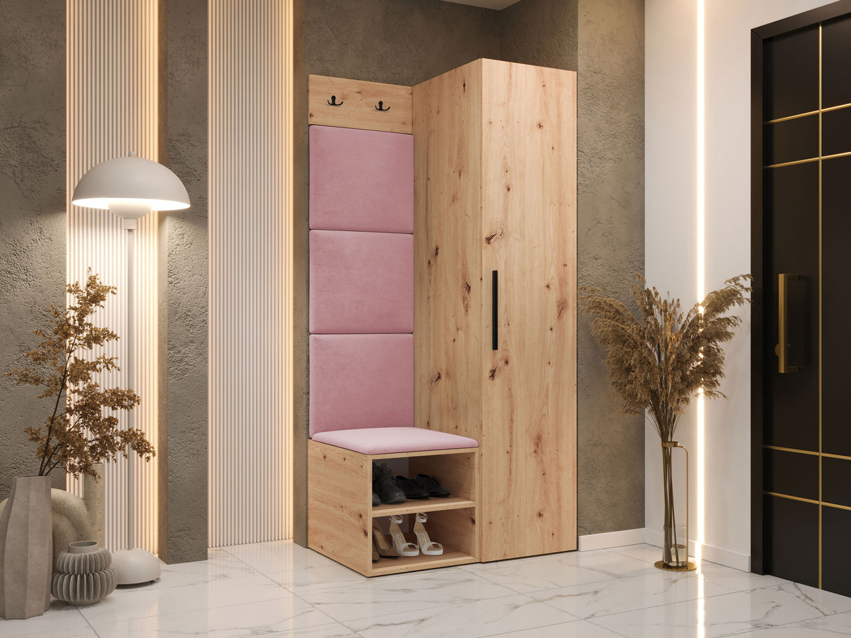 Előszoba garnitúra Garderoba MEDI III, Keret színe: Artisan tölgy, Puha falpanel színe: Manila 09