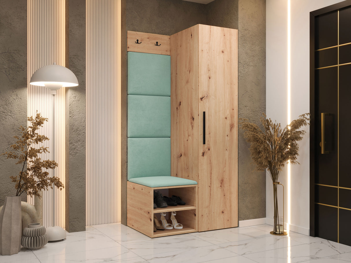 Előszoba garnitúra Garderoba MEDI III, Keret színe: Artisan tölgy, Puha falpanel színe: Manila 11