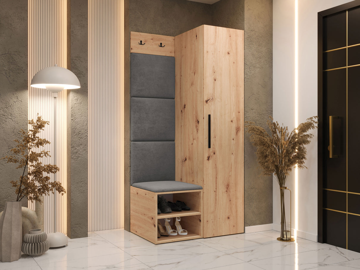 Előszoba garnitúra Garderoba MEDI III, Keret színe: Artisan tölgy, Puha falpanel színe: Manila 16