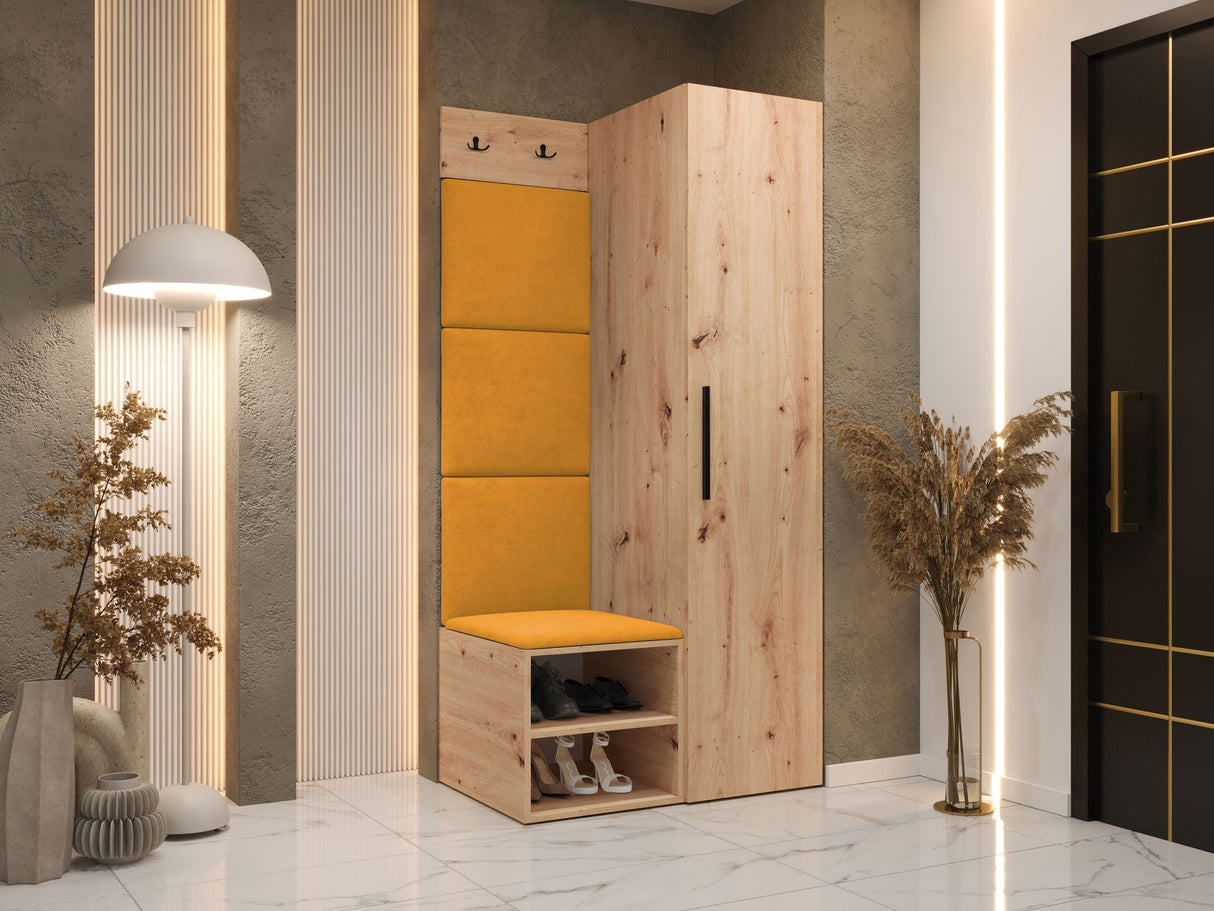 Előszoba garnitúra Garderoba MEDI III, Keret színe: Artisan tölgy, Puha falpanel színe: Manila 32