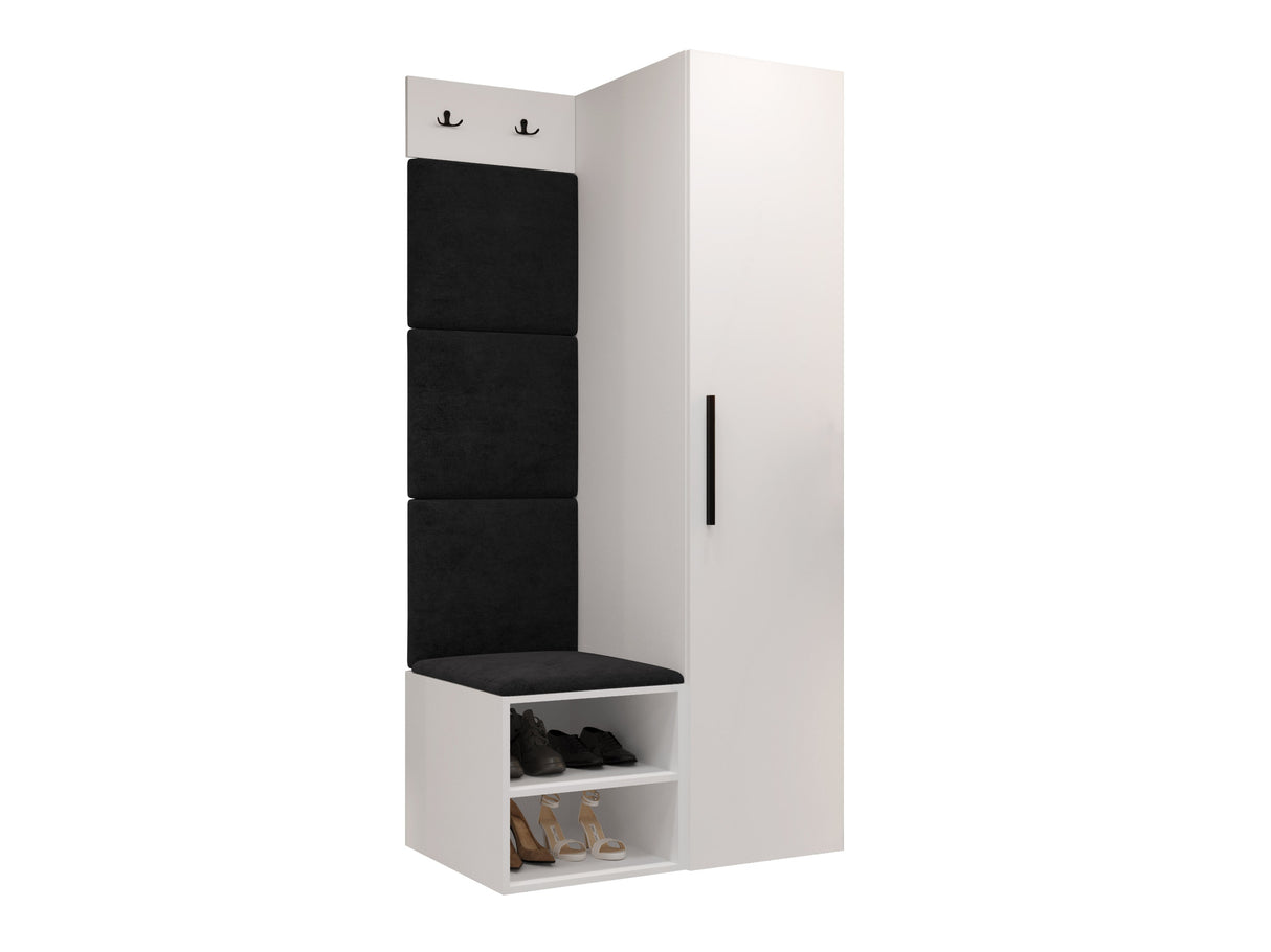 Előszoba garnitúra Garderoba MEDI III, Keret színe: Fehér, Puha falpanel színe: Manila 18