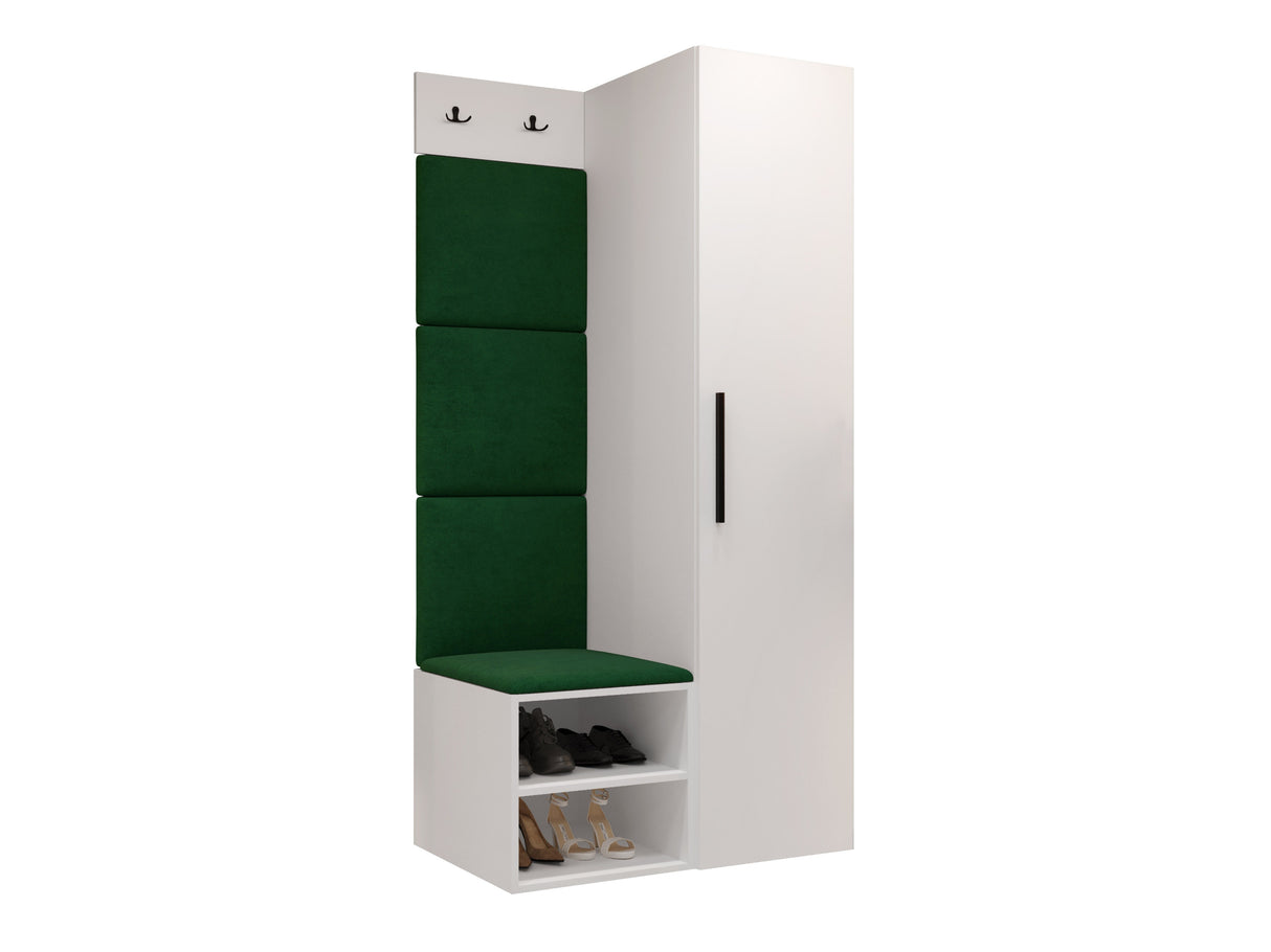 Előszoba garnitúra Garderoba MEDI III, Keret színe: Fehér, Puha falpanel színe: Manila 35