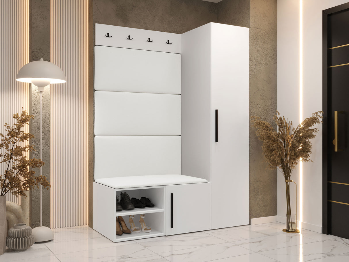 Előszoba garnitúra Garderoba MEDI II, Keret színe: Fehér, Puha falpanel színe: Soft 017