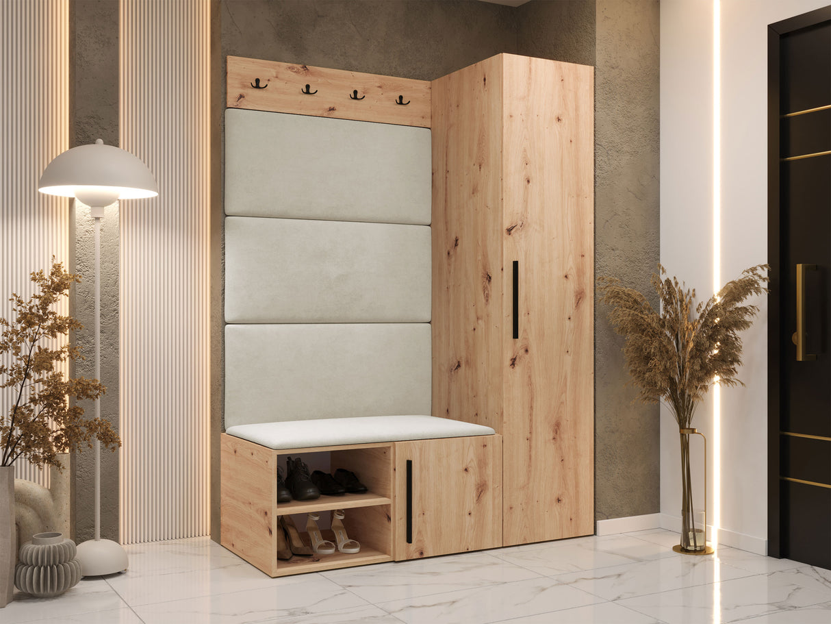 Előszoba garnitúra Garderoba MEDI II, Keret színe: Artisan tölgy, Puha falpanel színe: Manila 02