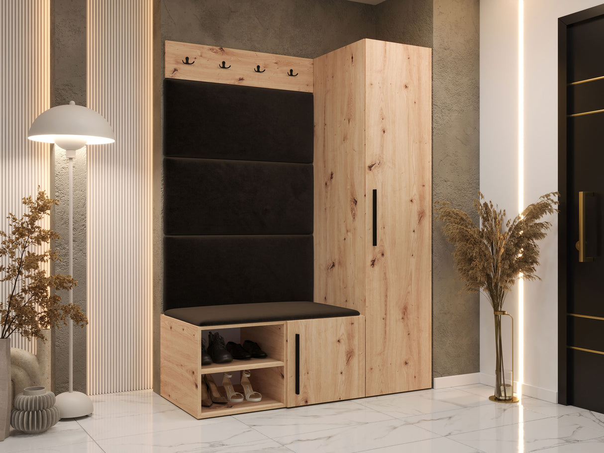 Előszoba garnitúra Garderoba MEDI II, Keret színe: Artisan tölgy, Puha falpanel színe: Manila 04