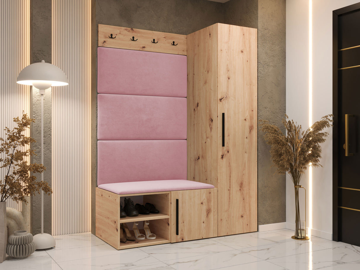 Előszoba garnitúra Garderoba MEDI II, Keret színe: Artisan tölgy, Puha falpanel színe: Manila 09