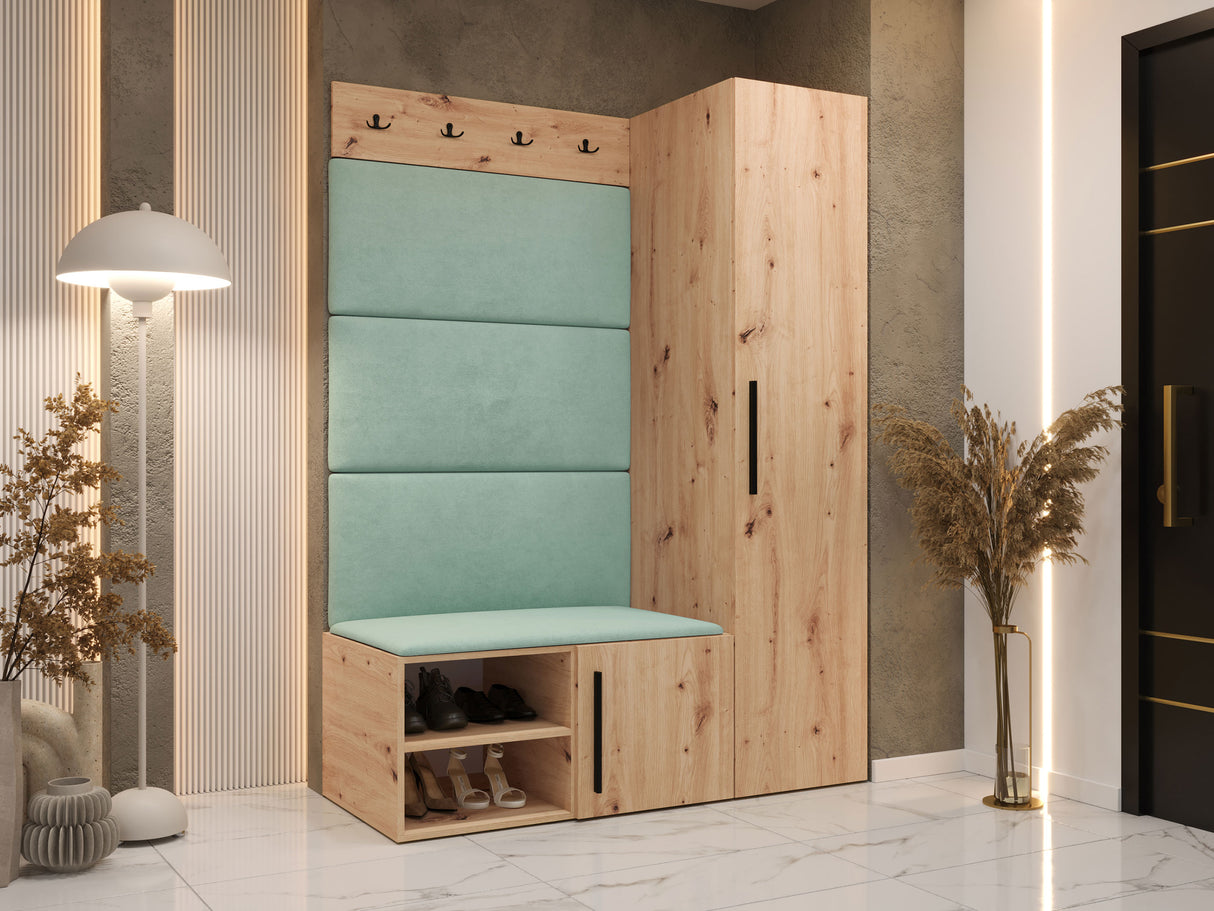 Előszoba garnitúra Garderoba MEDI II, Keret színe: Artisan tölgy, Puha falpanel színe: Manila 11