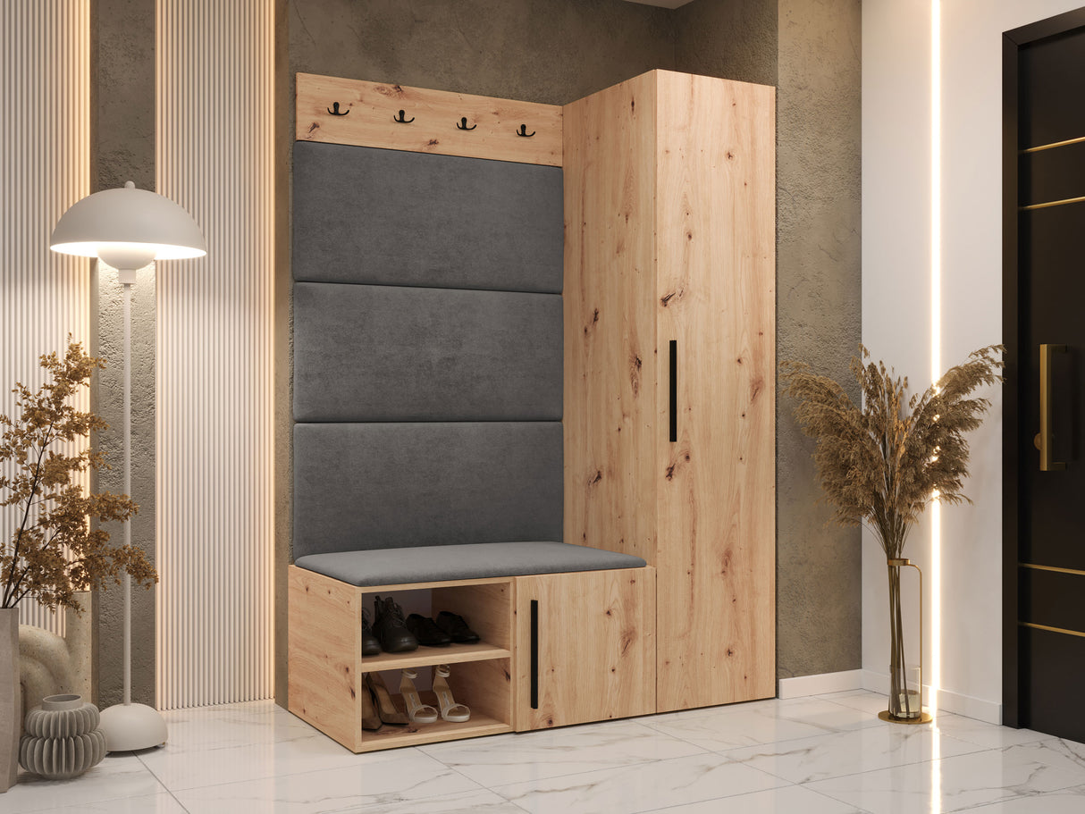 Előszoba garnitúra Garderoba MEDI II, Keret színe: Artisan tölgy, Puha falpanel színe: Manila 16