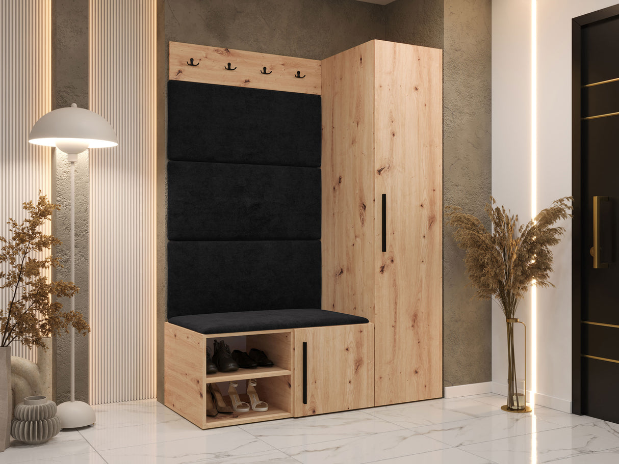 Előszoba garnitúra Garderoba MEDI II, Keret színe: Artisan tölgy, Puha falpanel színe: Manila 18