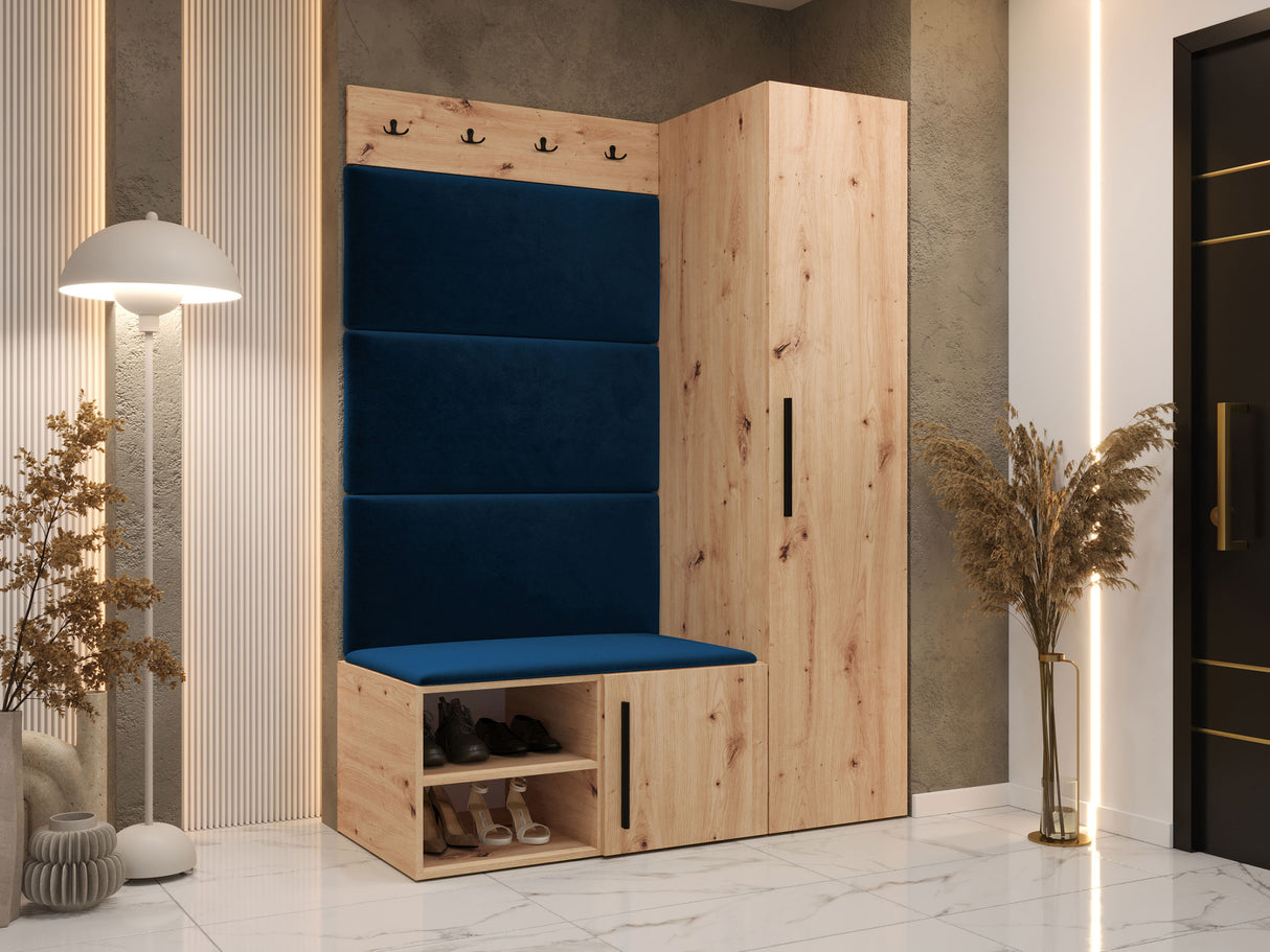 Előszoba garnitúra Garderoba MEDI II, Keret színe: Artisan tölgy, Puha falpanel színe: Manila 26