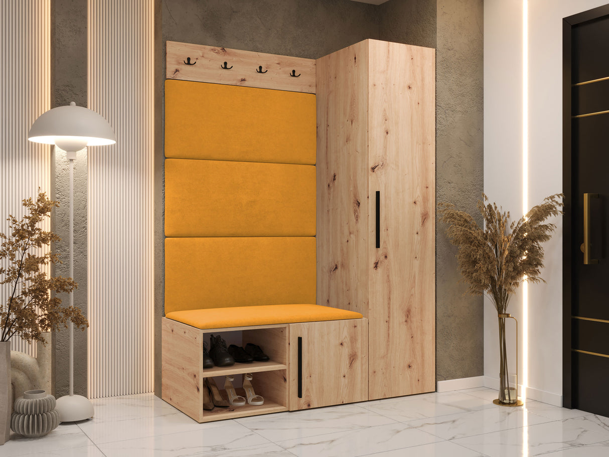 Előszoba garnitúra Garderoba MEDI II, Keret színe: Artisan tölgy, Puha falpanel színe: Manila 32