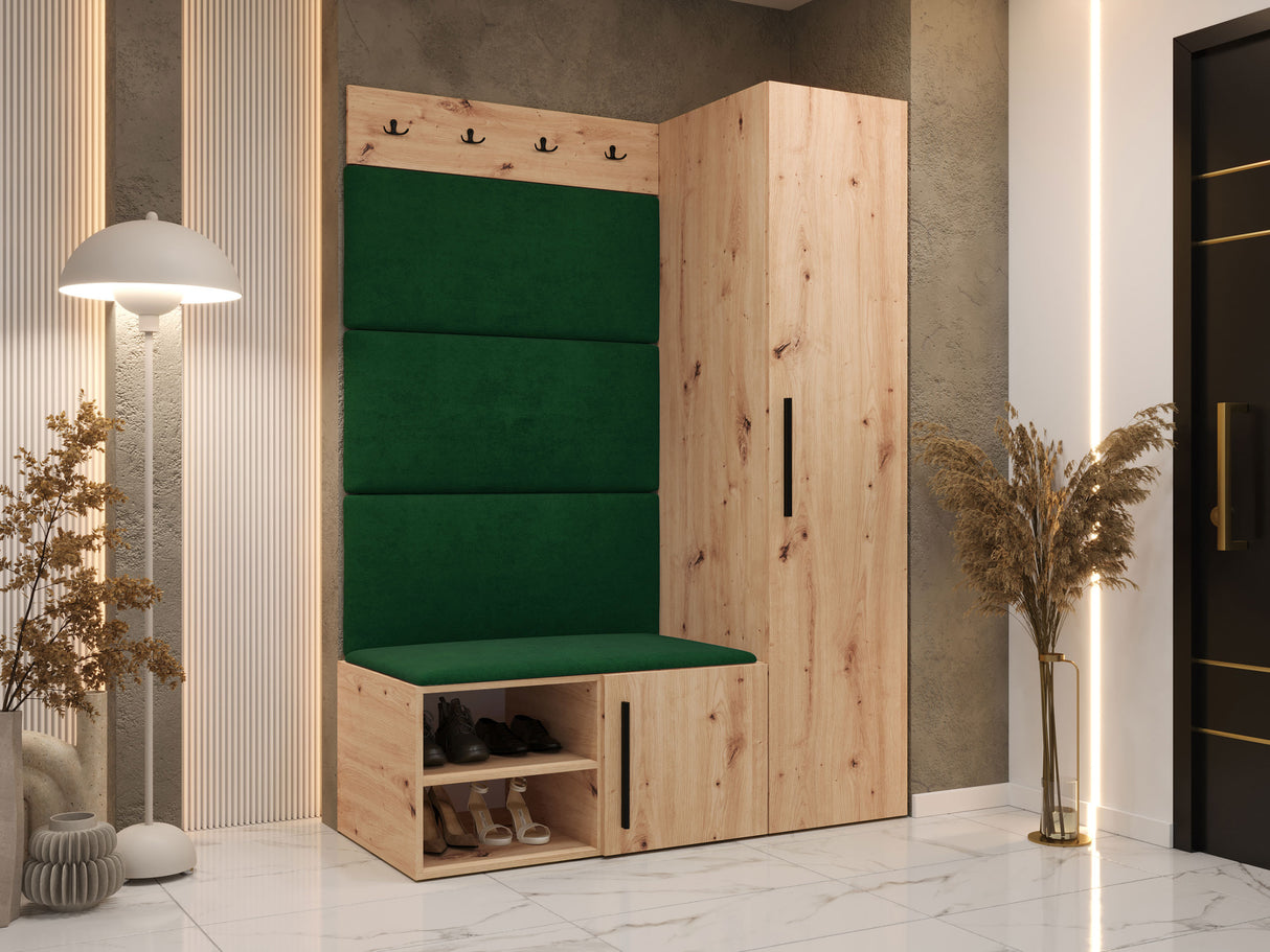 Előszoba garnitúra Garderoba MEDI II, Keret színe: Artisan tölgy, Puha falpanel színe: Manila 35