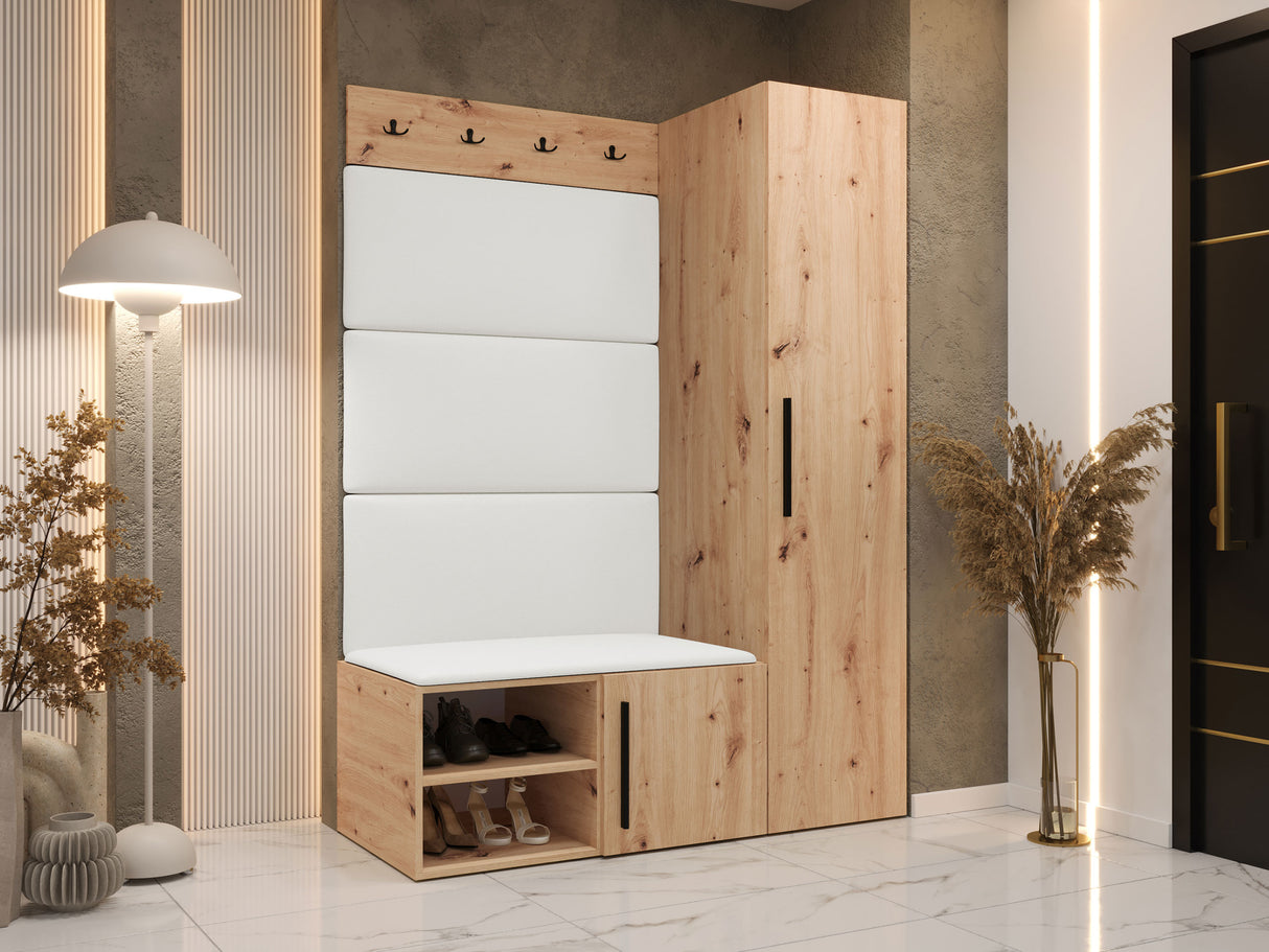 Előszoba garnitúra Garderoba MEDI II, Keret színe: Artisan tölgy, Puha falpanel színe: Soft 017