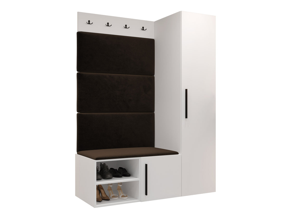 Előszoba garnitúra Garderoba MEDI II, Keret színe: Fehér, Puha falpanel színe: Manila 04