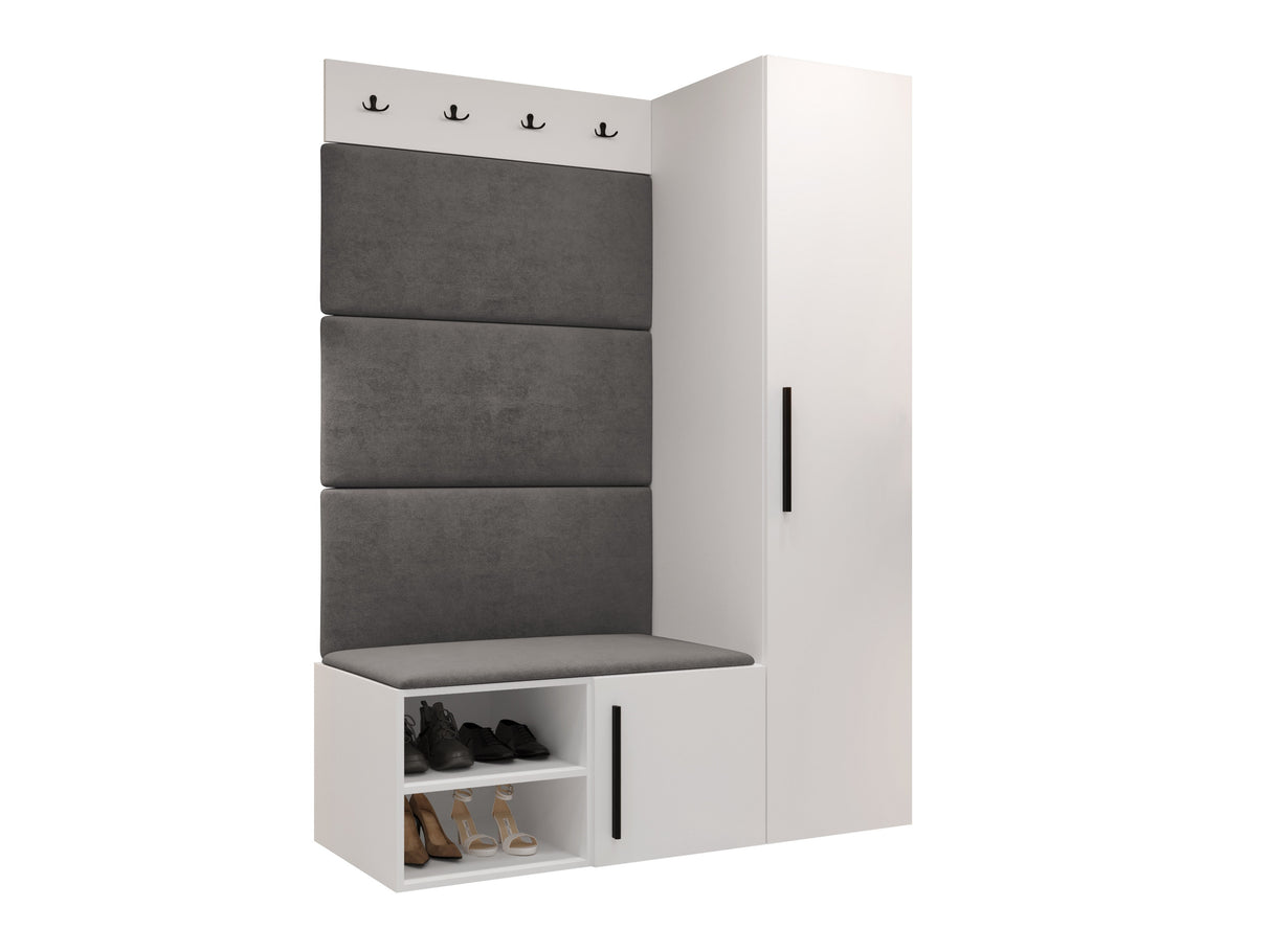 Előszoba garnitúra Garderoba MEDI II, Keret színe: Fehér, Puha falpanel színe: Manila 16