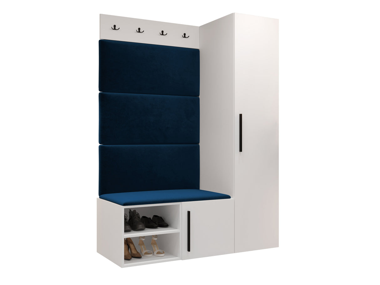 Előszoba garnitúra Garderoba MEDI II, Keret színe: Fehér, Puha falpanel színe: Manila 26