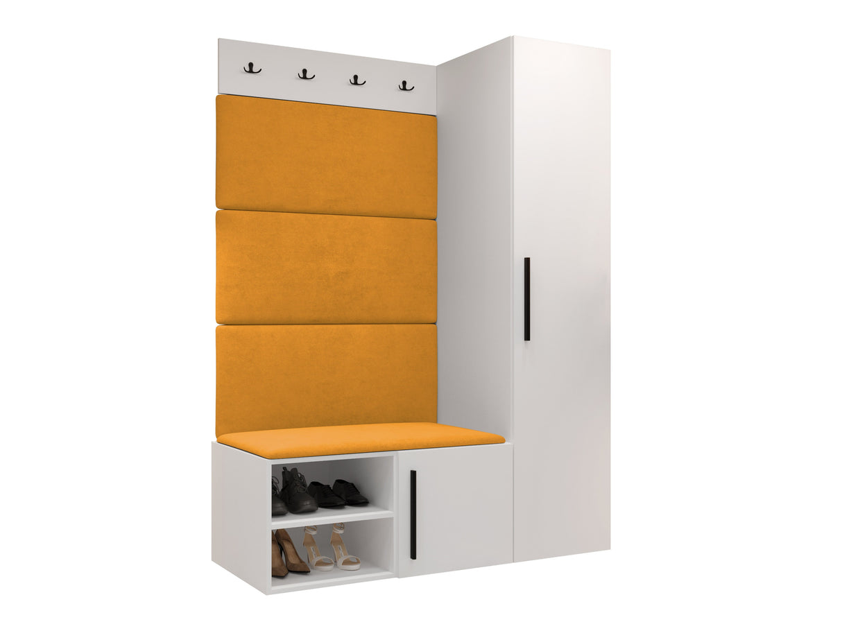 Előszoba garnitúra Garderoba MEDI II, Keret színe: Fehér, Puha falpanel színe: Manila 32