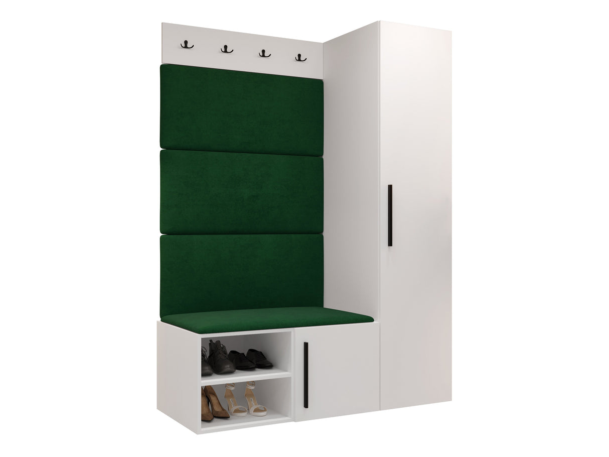 Előszoba garnitúra Garderoba MEDI II, Keret színe: Fehér, Puha falpanel színe: Manila 35