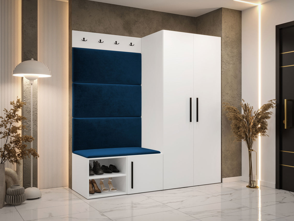 Előszoba garnitúra Garderoba MEDI I, Keret színe: Fehér, Puha falpanel színe: Manila 26