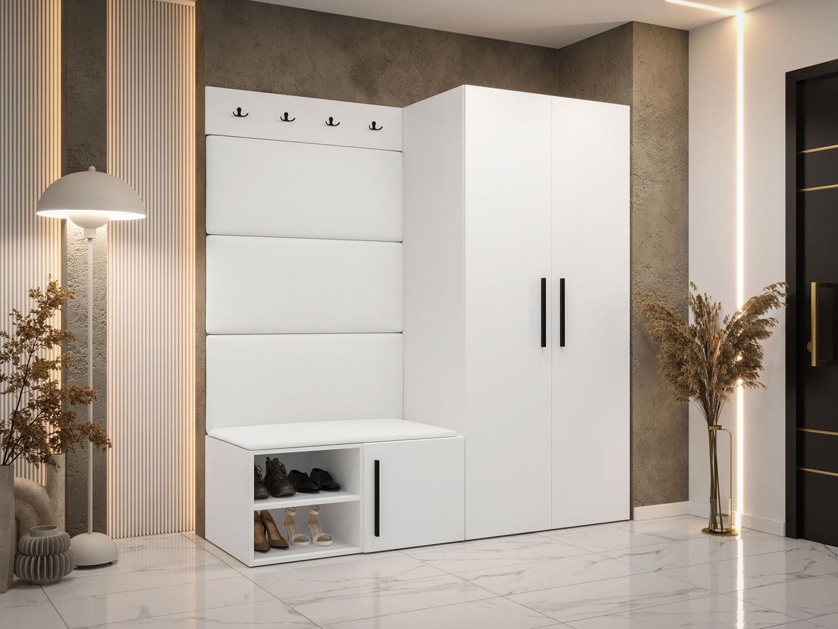 Előszoba garnitúra Garderoba MEDI I, Keret színe: Fehér, Puha falpanel színe: Soft 017