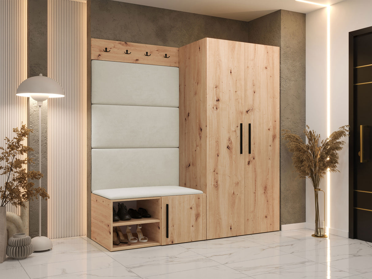 Előszoba garnitúra Garderoba MEDI I, Keret színe: Artisan tölgy, Puha falpanel színe: Manila 02