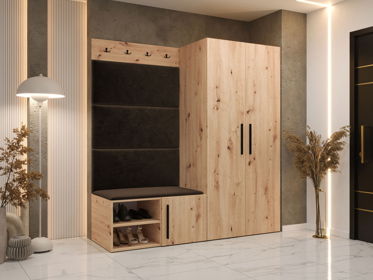 Előszoba garnitúra Garderoba MEDI I, Keret színe: Artisan tölgy, Puha falpanel színe: Manila 04