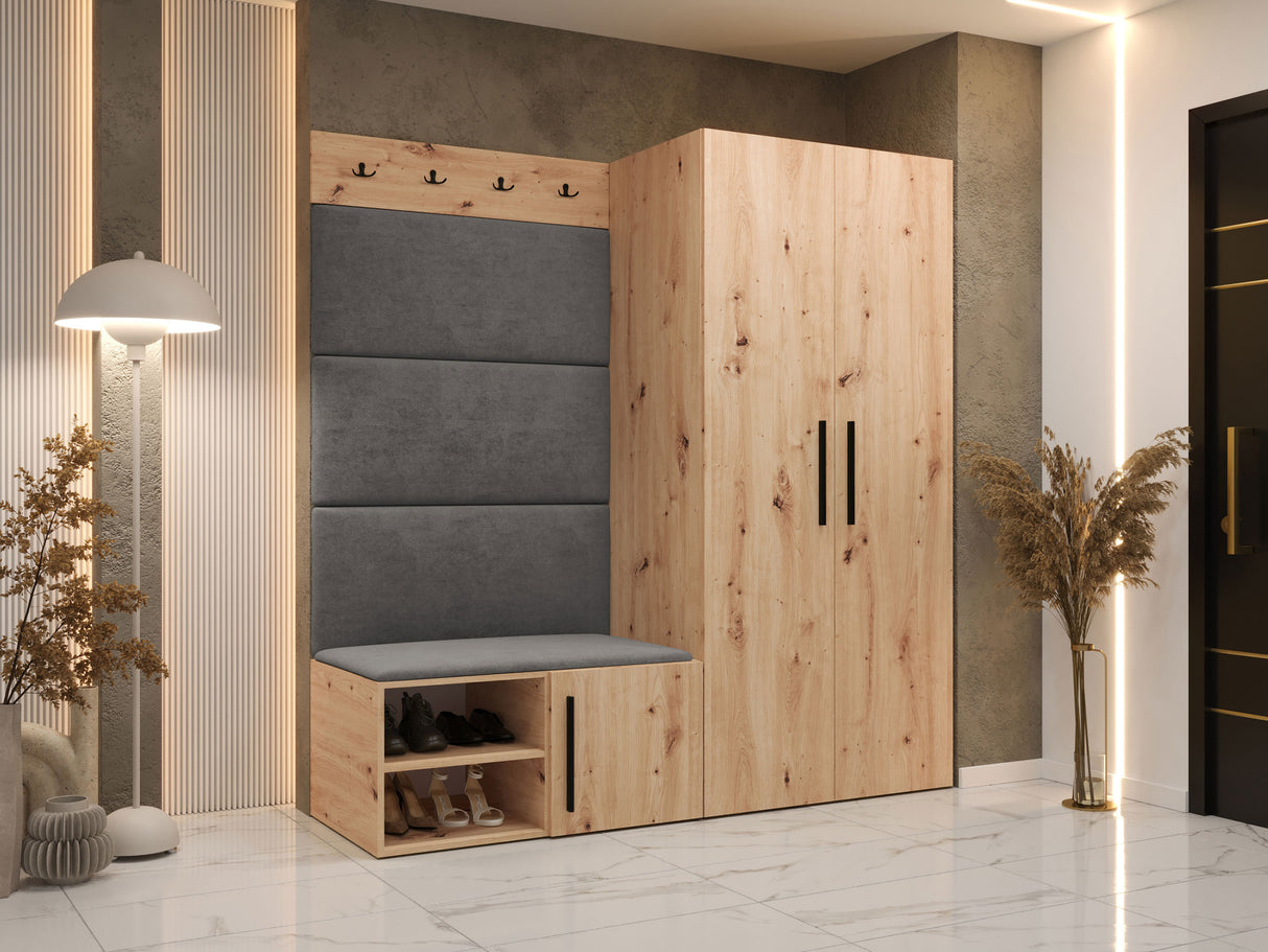 Előszoba garnitúra Garderoba MEDI I, Keret színe: Artisan tölgy, Puha falpanel színe: Manila 16