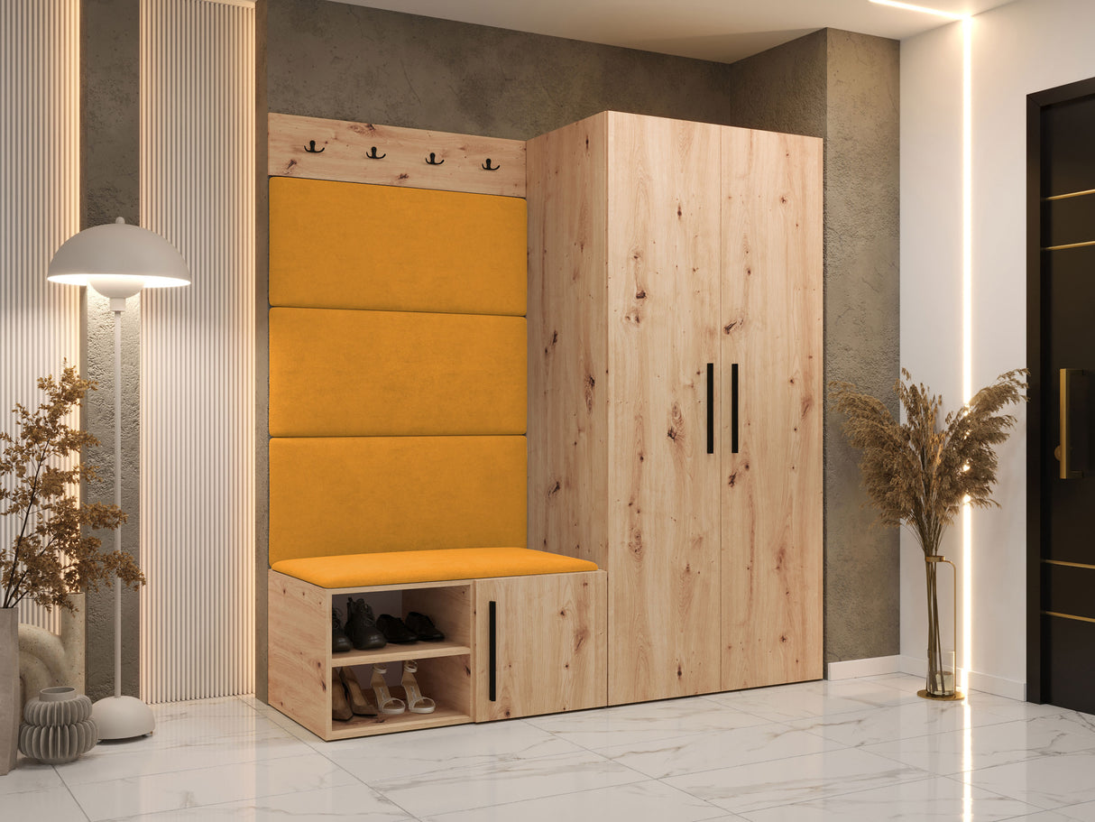 Előszoba garnitúra Garderoba MEDI I, Keret színe: Artisan tölgy, Puha falpanel színe: Manila 32