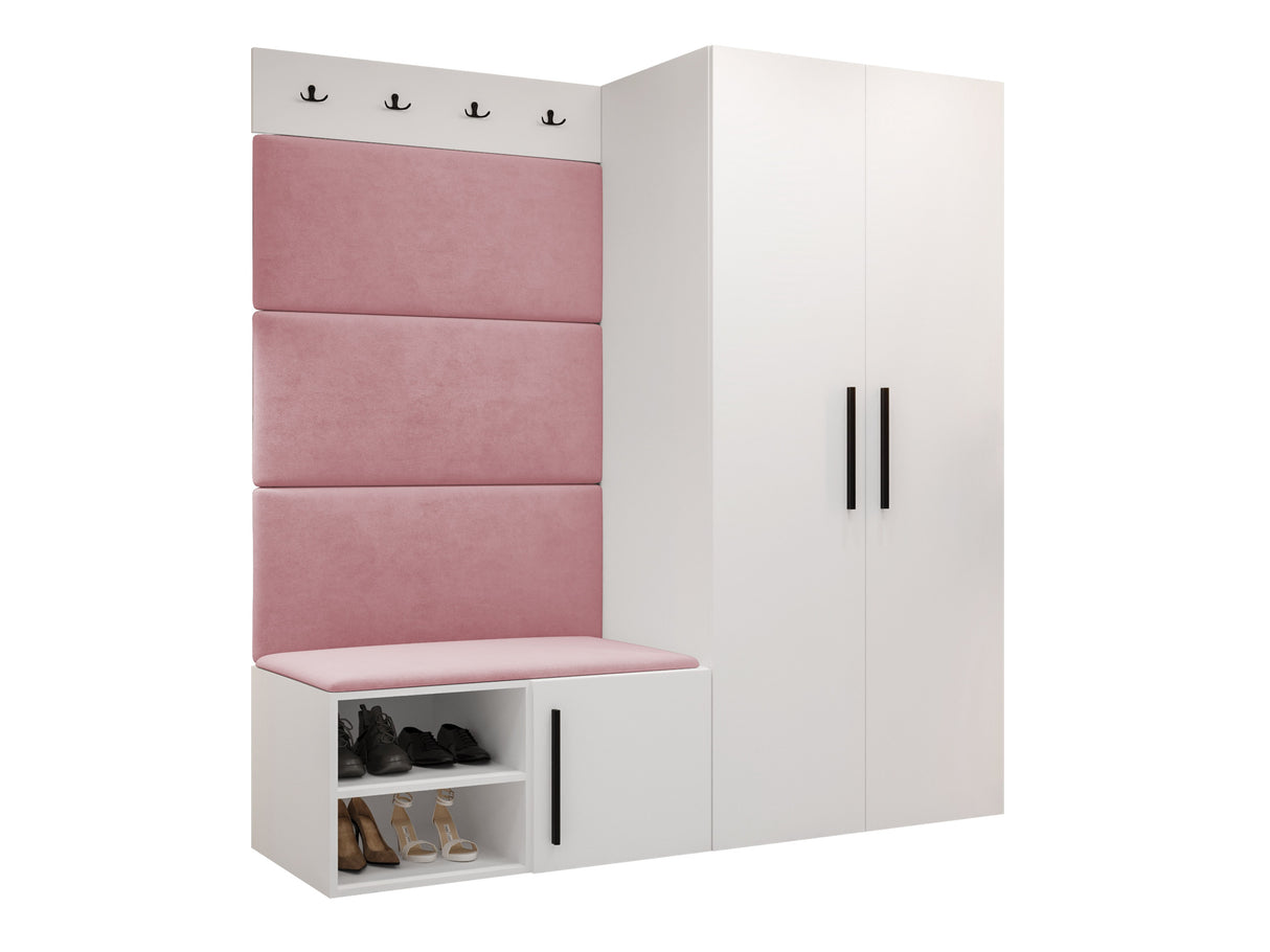 Előszoba garnitúra Garderoba MEDI I, Keret színe: Fehér, Puha falpanel színe: Manila 09