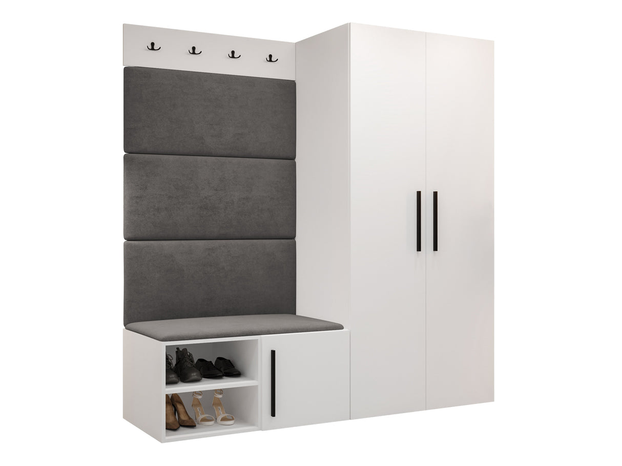 Előszoba garnitúra Garderoba MEDI I, Keret színe: Fehér, Puha falpanel színe: Manila 16