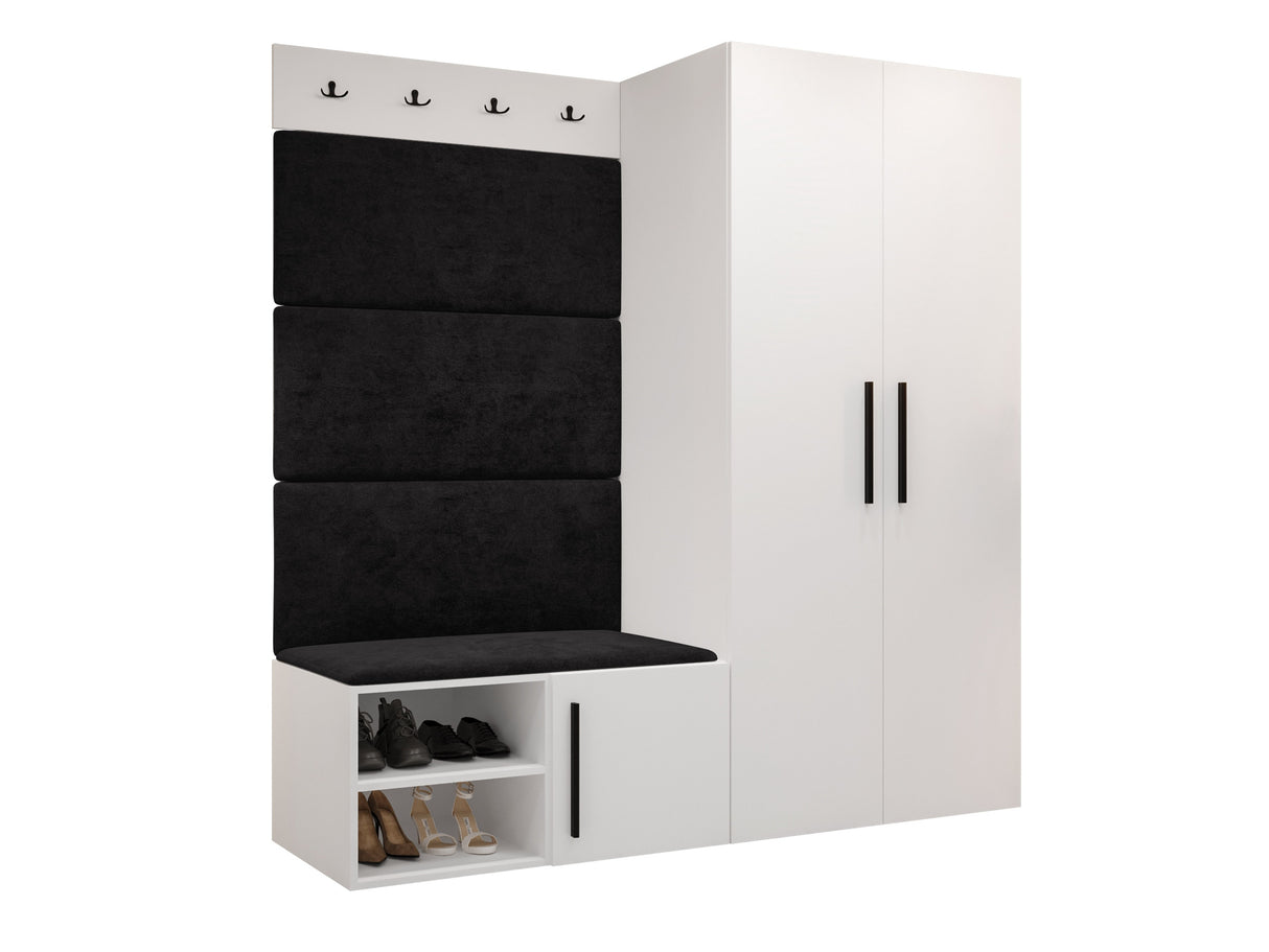 Előszoba garnitúra Garderoba MEDI I, Keret színe: Fehér, Puha falpanel színe: Manila 18