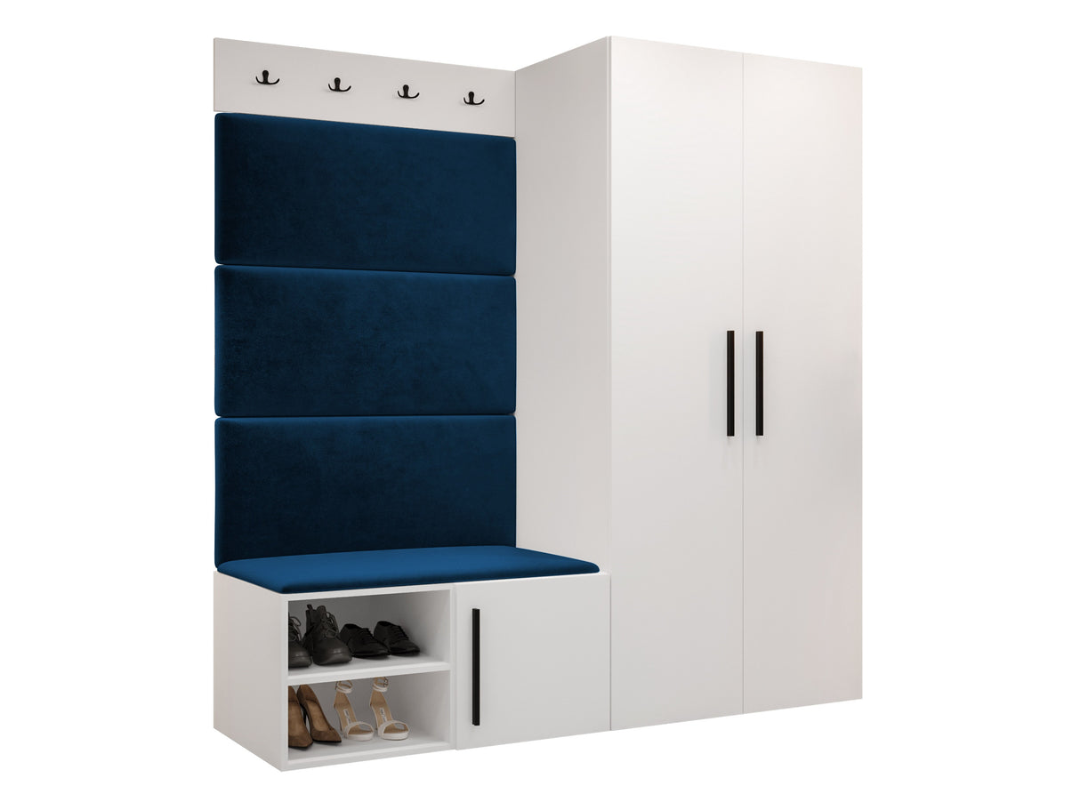 Előszoba garnitúra Garderoba MEDI I, Keret színe: Fehér, Puha falpanel színe: Manila 26