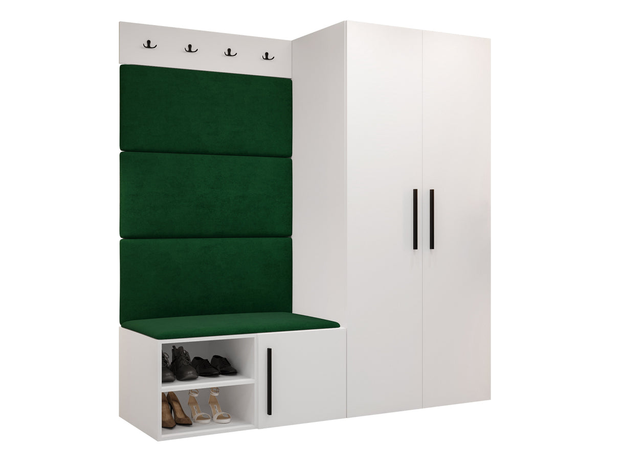 Előszoba garnitúra Garderoba MEDI I, Keret színe: Fehér, Puha falpanel színe: Manila 35