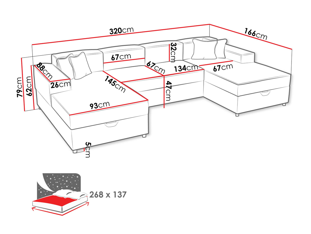 Sarokkanapé Narożnik SANTOS U (Sokoz U), Szín: Coral 15