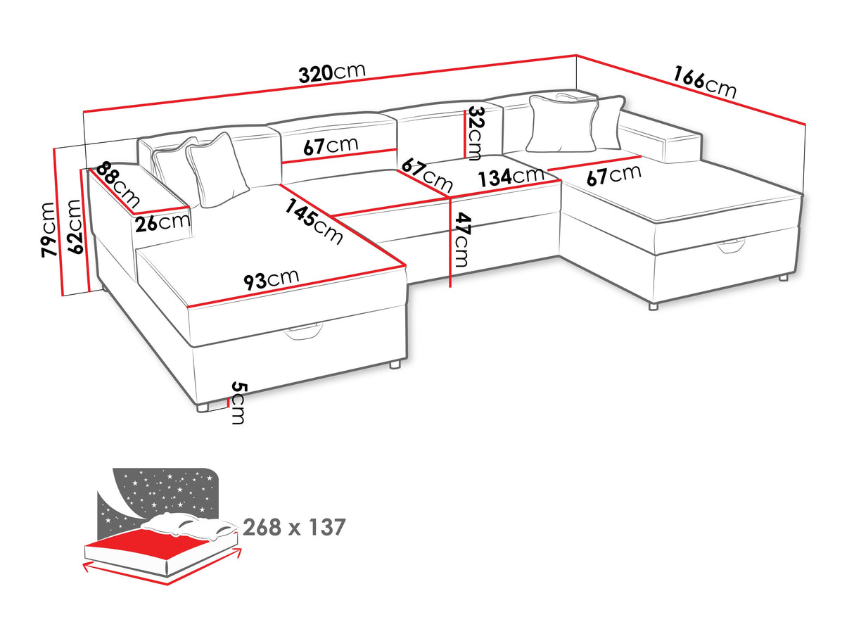 Sarokkanapé Narożnik SANTOS U (Sokoz U), Szín: Coral 45