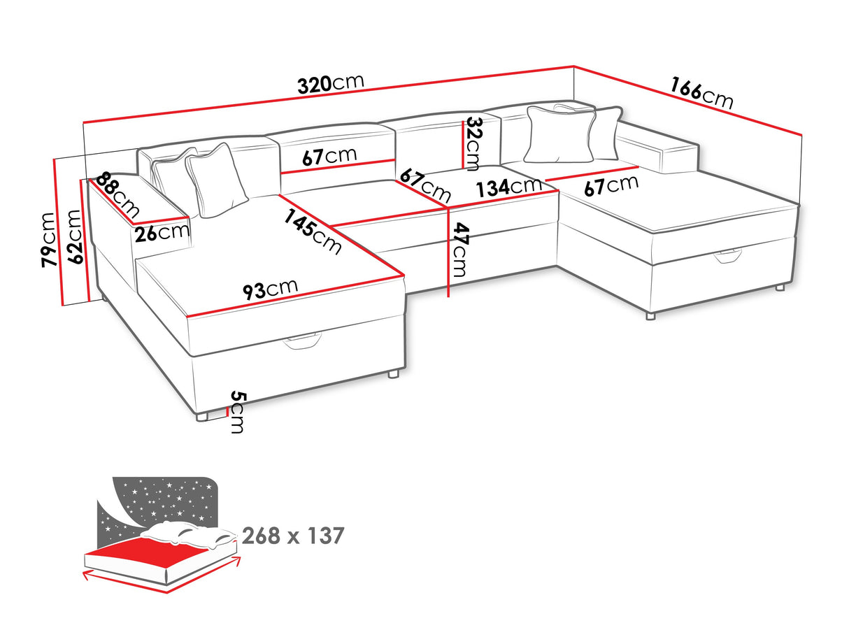 Sarokkanapé Narożnik SANTOS U (Sokoz U), Szín: Coral 55