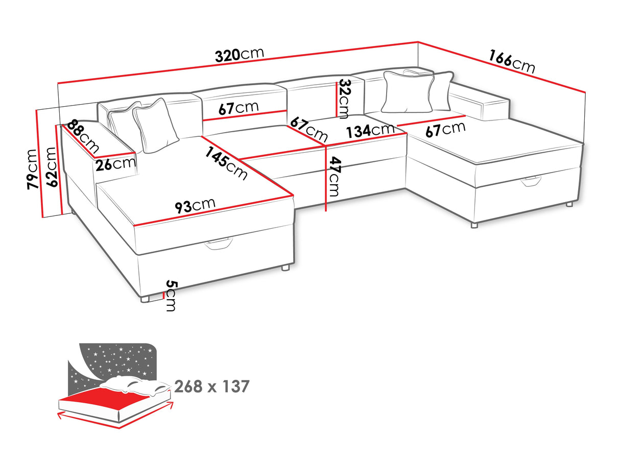 Sarokkanapé Narożnik SANTOS U (Sokoz U), Szín: Coral 75