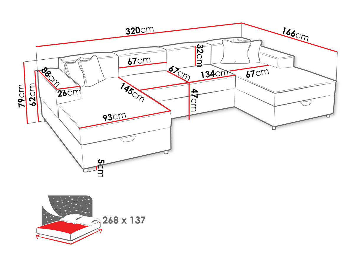 Sarokkanapé Narożnik SANTOS U (Sokoz U), Szín: Coral 80