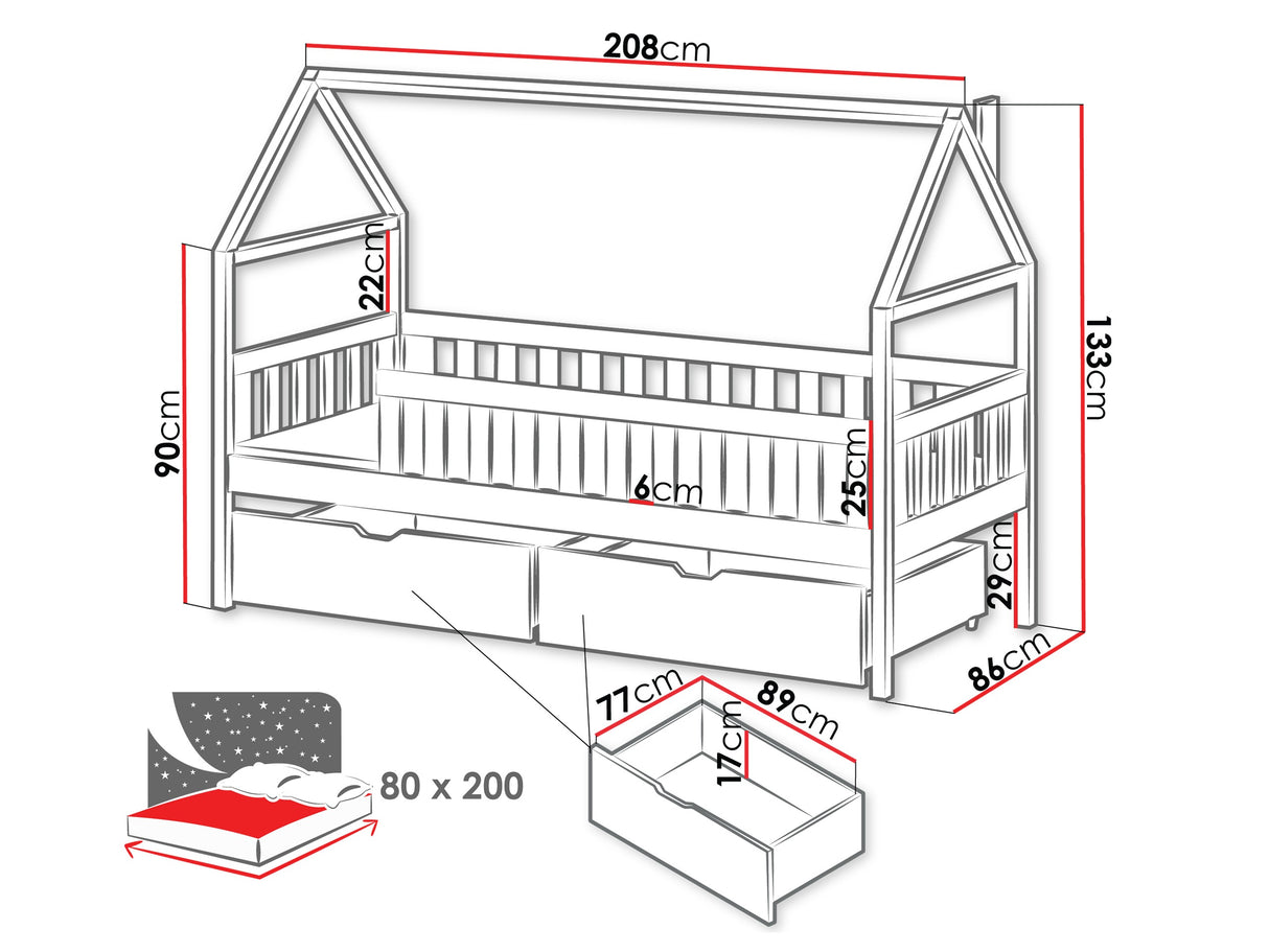 Ágy Łóżko DOMI, Szín: Kasmír, Alvó felület mérete: 80 x 200 cm