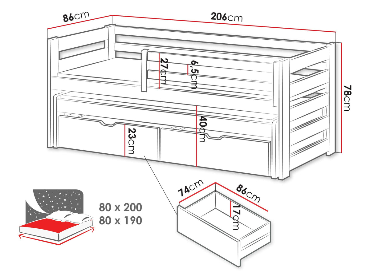 Ágy Łóżko SENSO, Szín: Kasmír, Alvó felület mérete: 80 x 200 cm