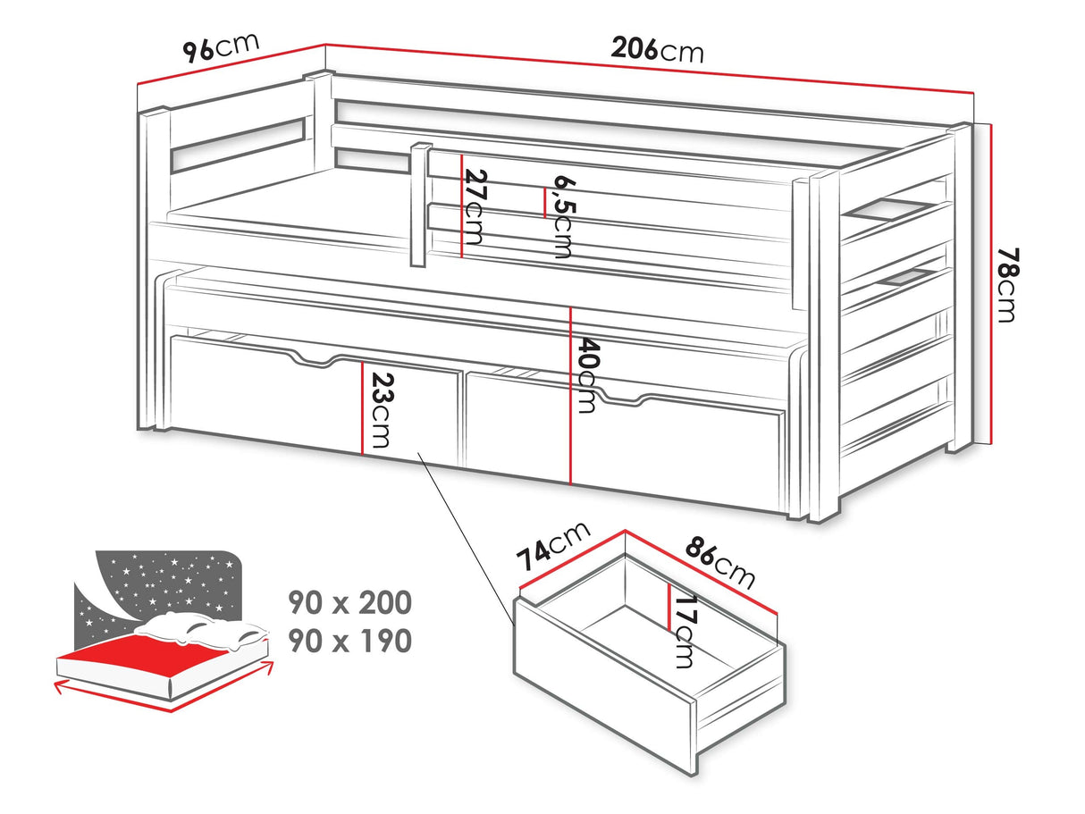 Ágy Łóżko SENSO, Szín: Kasmír, Alvó felület mérete: 90 x 200 cm