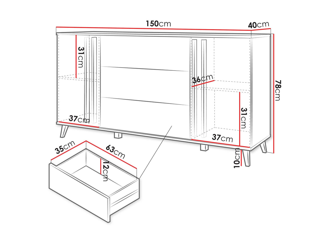 Komód Komoda HELSINKI 150, Szín: Grafit