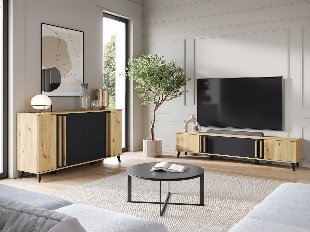 Komód Komoda HELSINKI 150, Szín: Artisan tölgy + Grafit