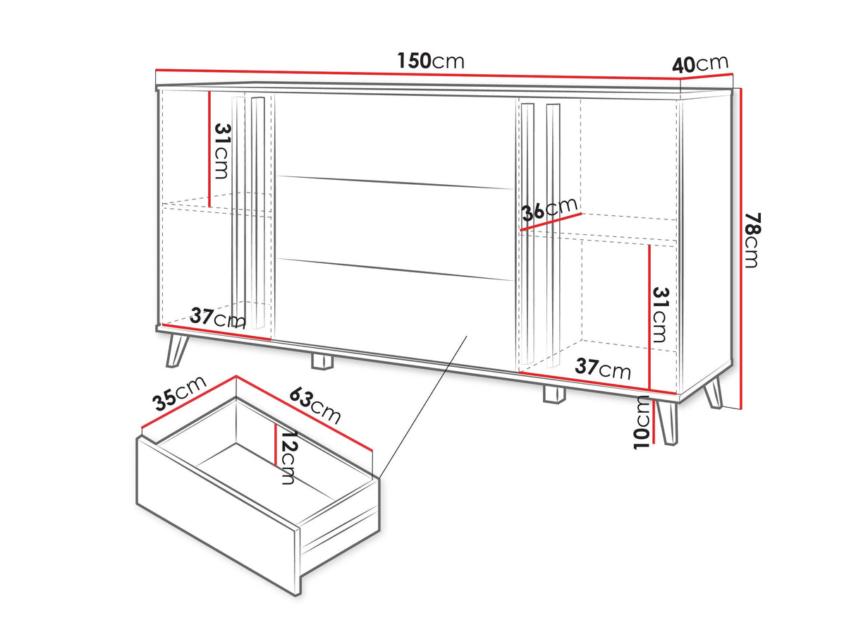 Komód Komoda HELSINKI 150, Szín: Artisan tölgy + Grafit