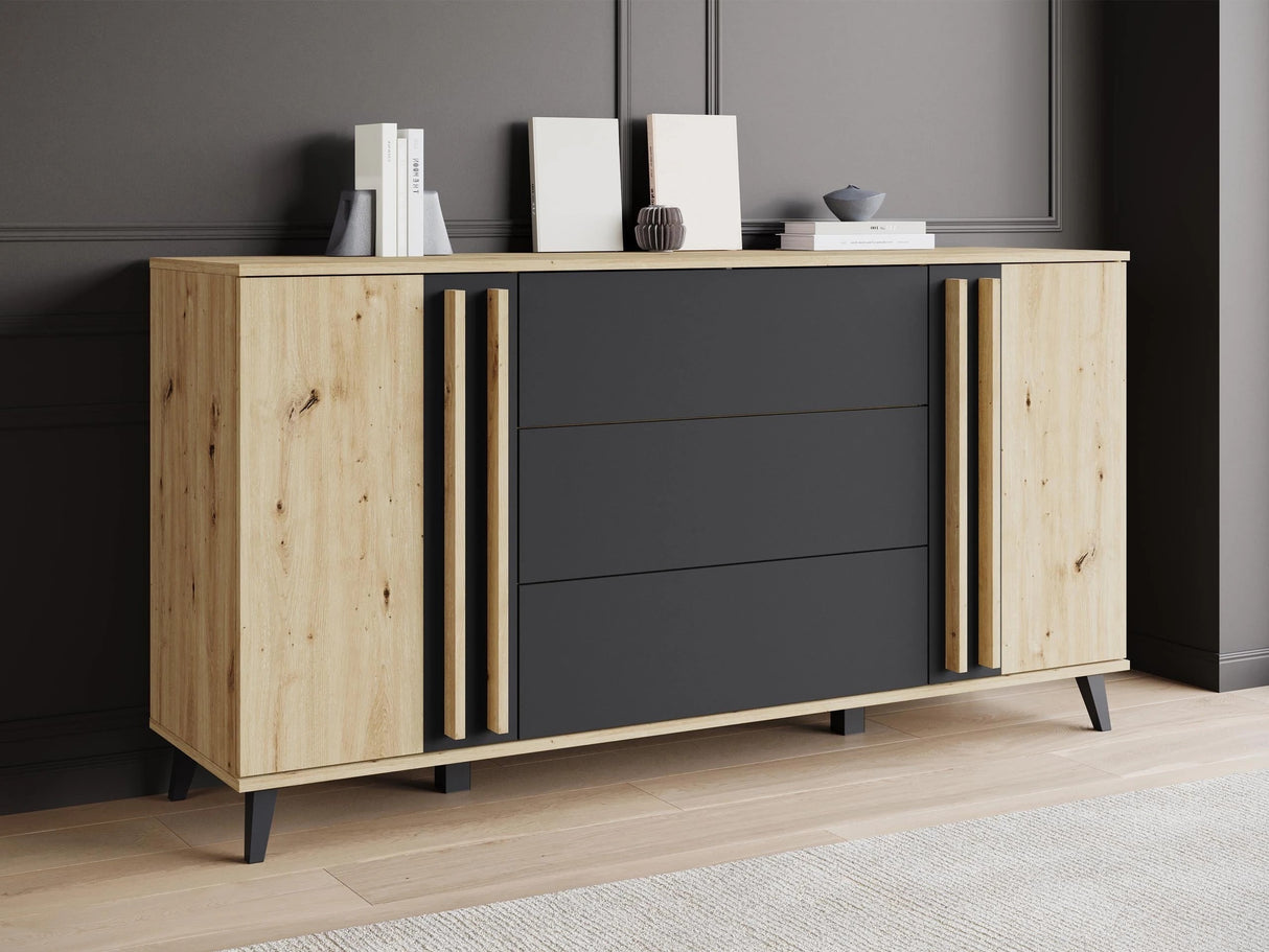 Komód Komoda HELSINKI 150, Szín: Artisan tölgy + Grafit