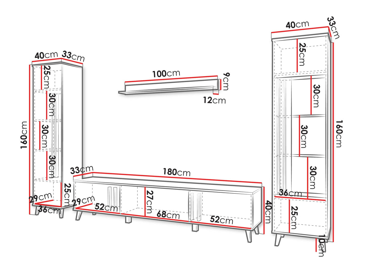 Nappali szett HELSINKI II, Szín: Grafit, Led világítás: Nem